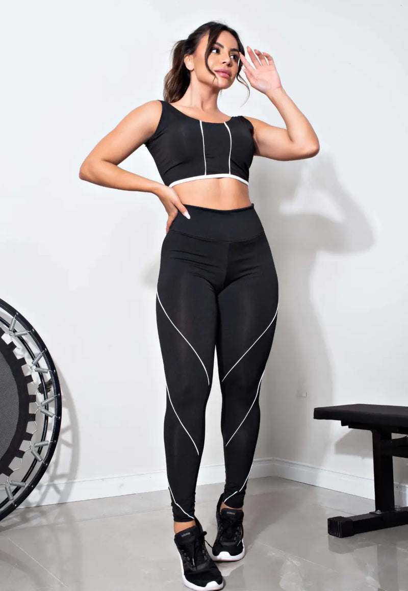 Conjunto Top + Calça Legging Preto