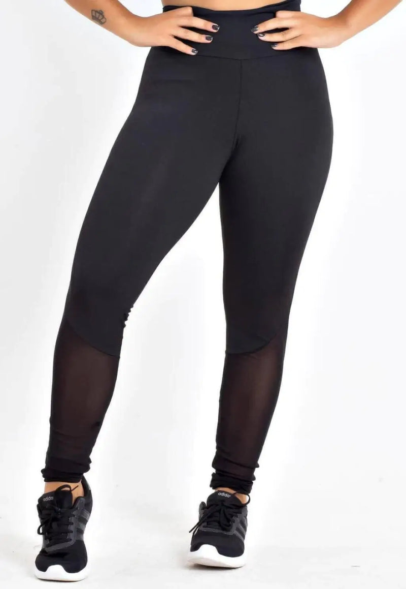 Calça Legging com Detalhe Preto