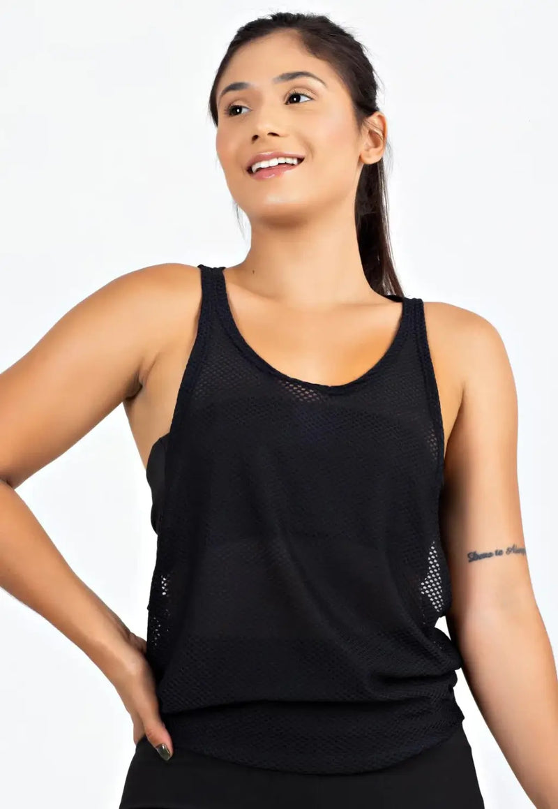 Regata em Tela Dryfit Preto Nadador
