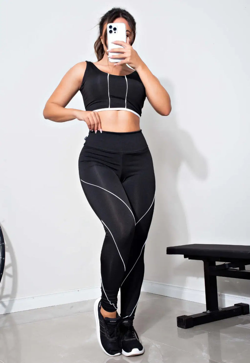 Conjunto Top + Calça Legging Preto
