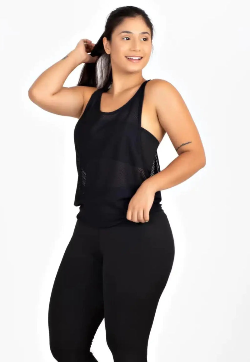 Regata em Tela Dryfit Preto Nadador