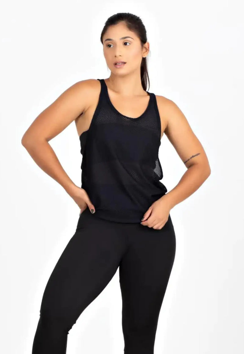 Regata em Tela Dryfit Preto Nadador